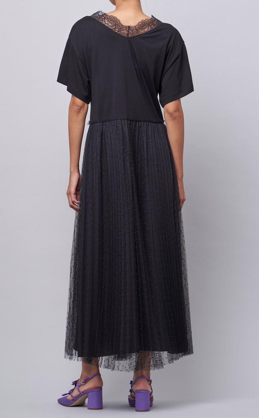 【RED VALENTINO】ドットチュール ワンピース *関税/送料込み REDValentino|Vネックドットチュールワンピース