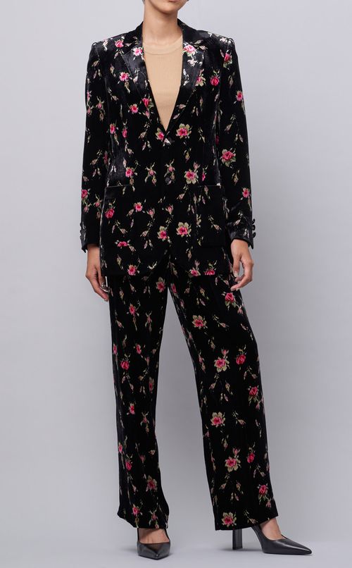 フラワープリントベロアジャケット