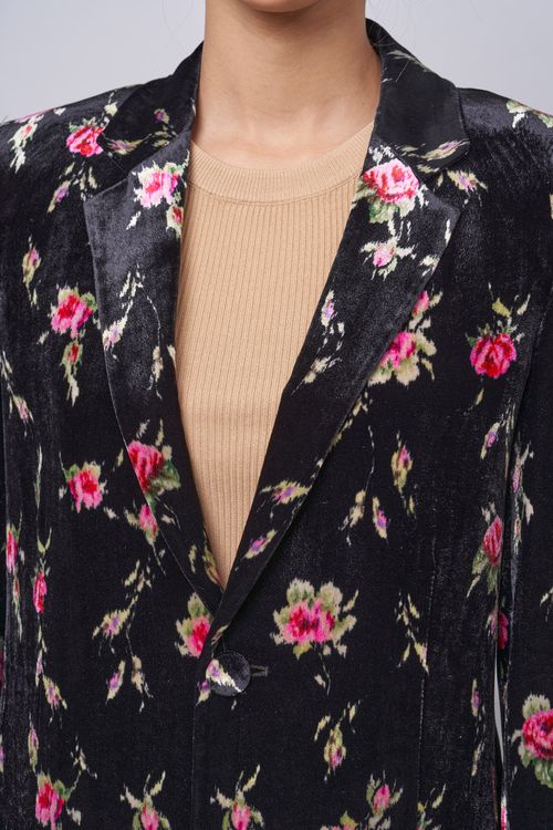 フラワープリントベロアジャケット