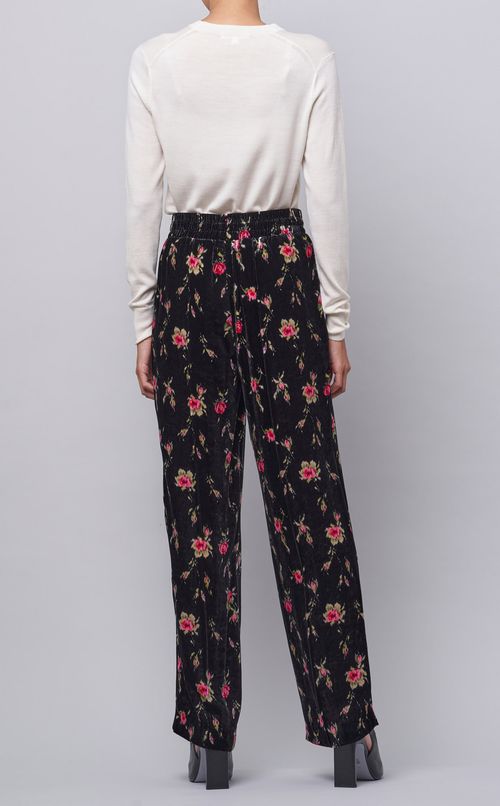 フラワープリントベロアイージーパンツ