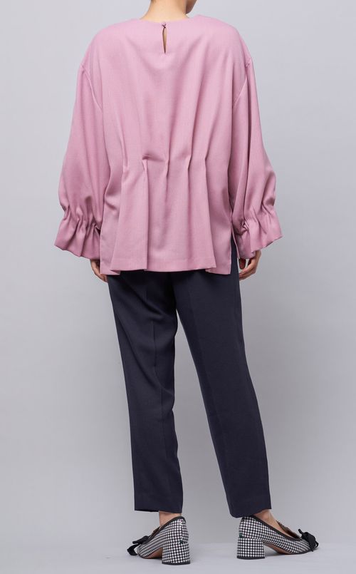 バルーンスリーブバックタックブラウス