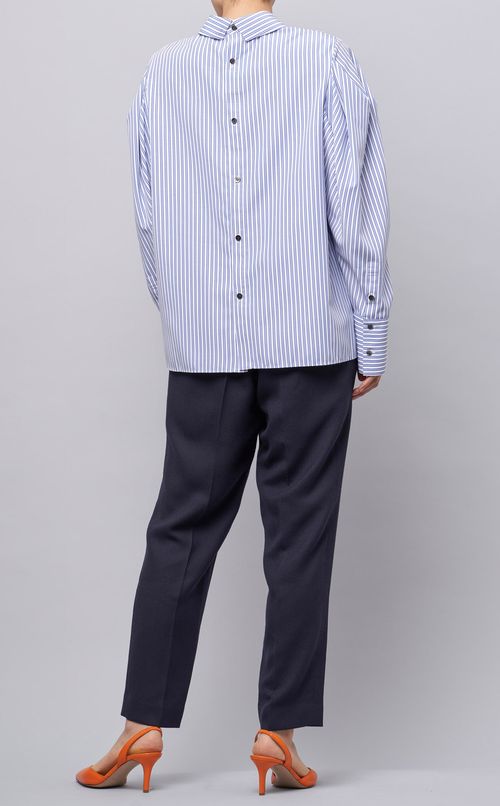 コットン混ダブルストライプブラウス