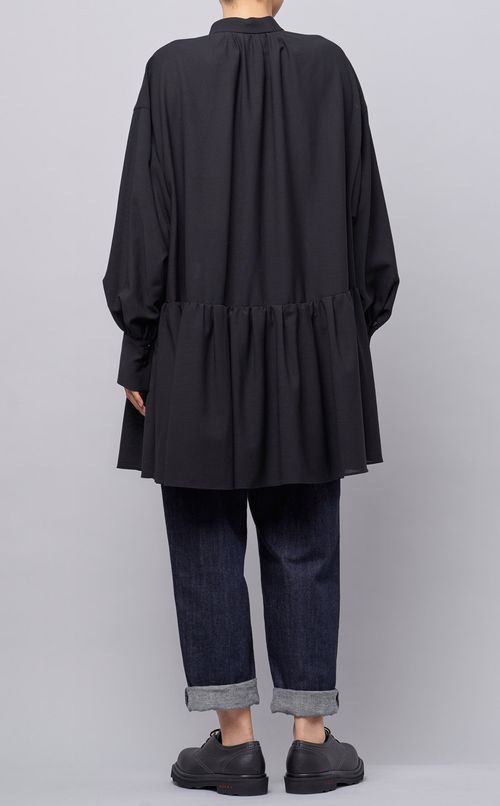 スタンドカラーペプラムチュニックブラウス