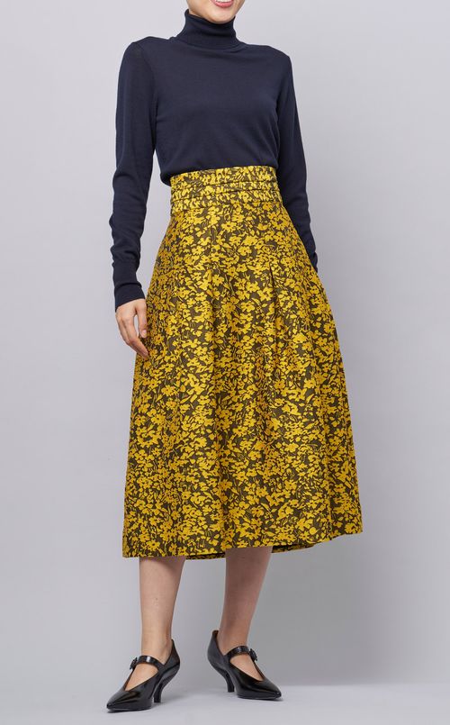 フラワージャガードフレアスカート