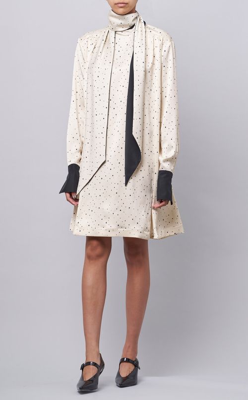 ボウタイ付スタープリントワンピース