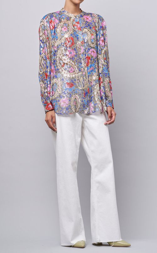 マルチカラープリントブラウス