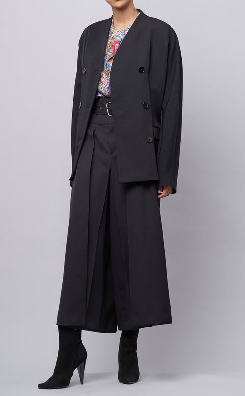 ノーカラーダブルジャケット