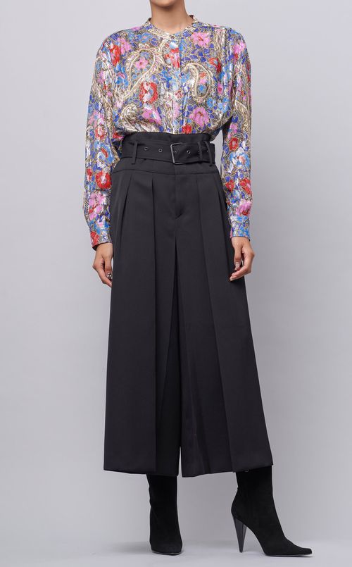 フロントプリーツミディパンツ