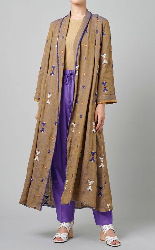 リネンエンブロイダリーロングガウン