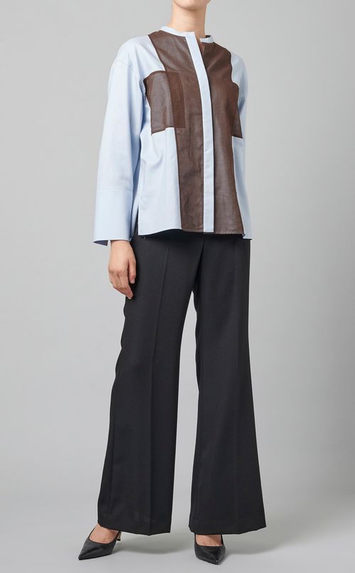 バイカラーコットンブラウス