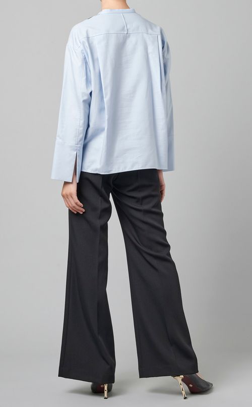 バイカラーコットンブラウス