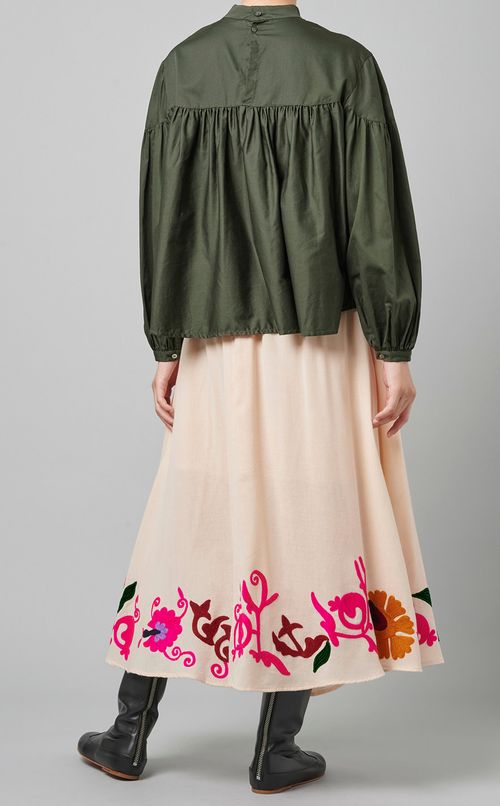 ギャザーデザインコットンブラウス