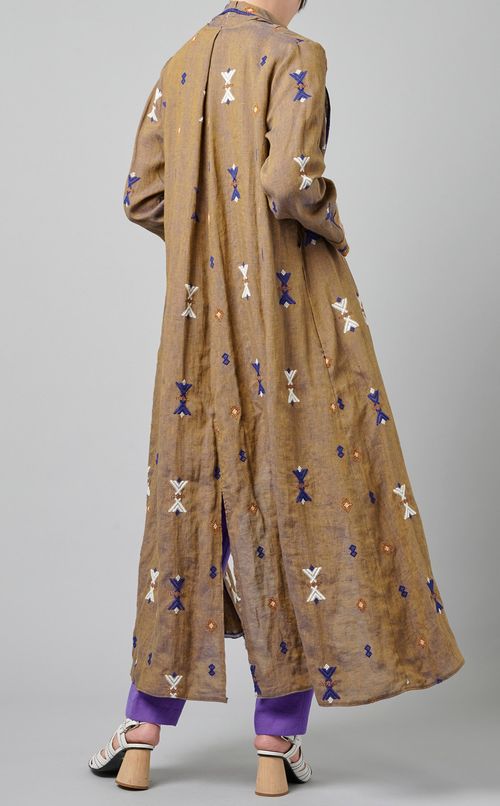 リネンエンブロイダリーロングガウン