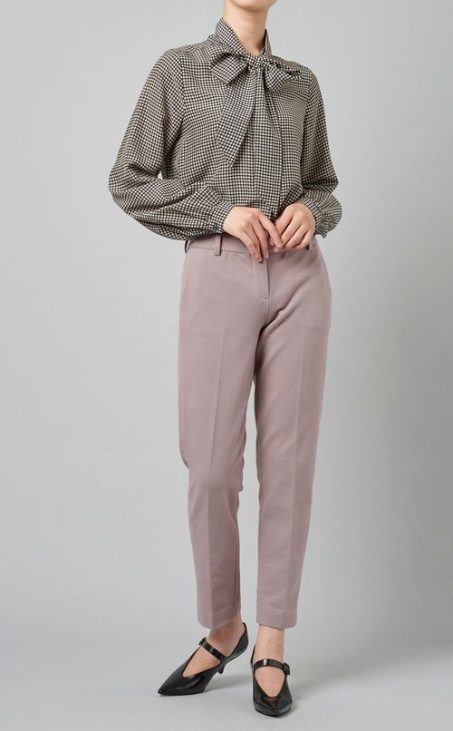 プリントボウタイブラウス