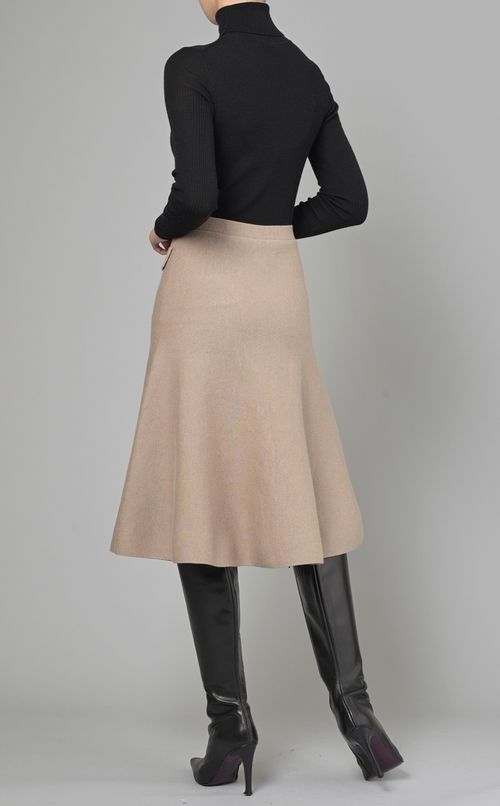 フロントボタンウールニットスカート