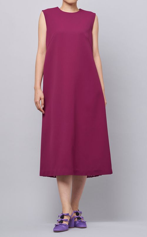 バックシフォンプリーツワンピース