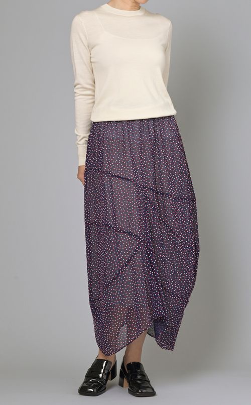 フロッキードットロングスカート