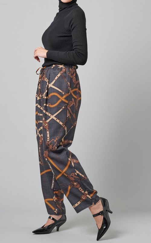 マルチプリントウールイージーパンツ