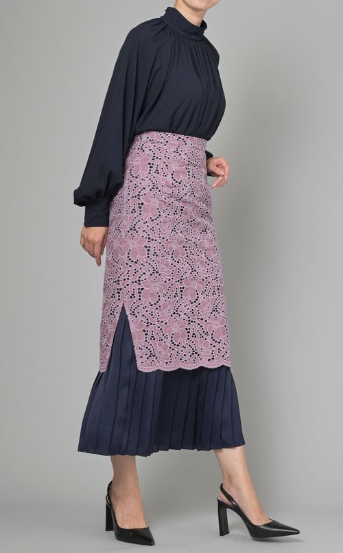 カットワークレイヤードスカート