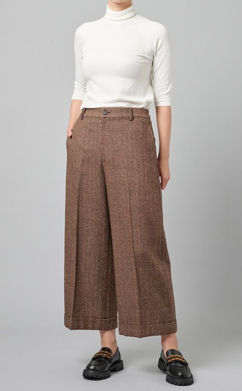 コットンウールロールアップパンツ