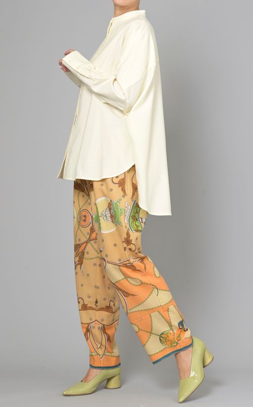 ヨーク切替ウール混シャツ