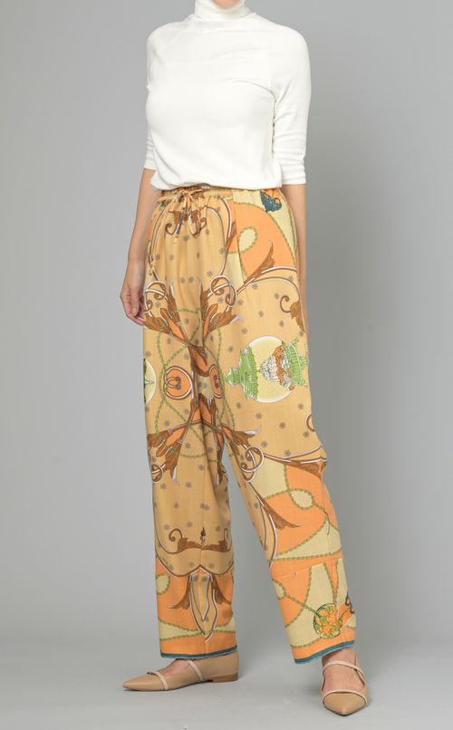 マルチプリントウールイージーパンツ