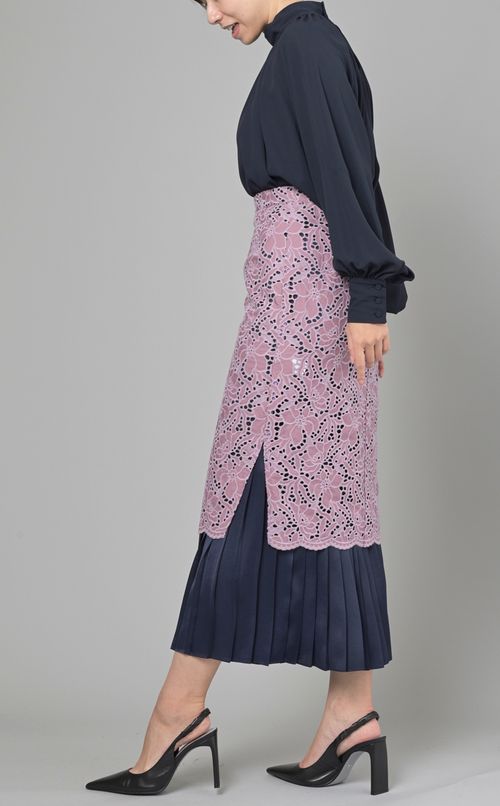 カットワークレイヤードスカート