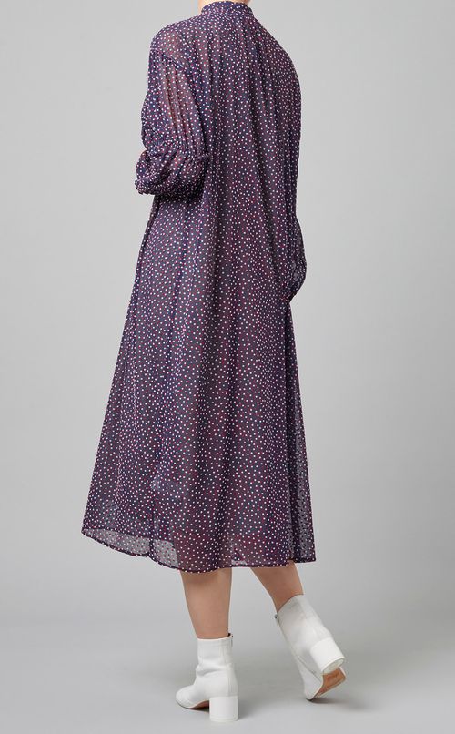 フロッキードットロングワンピース