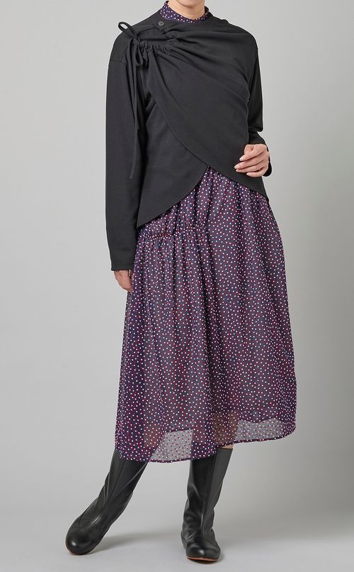 フロッキードットロングワンピース