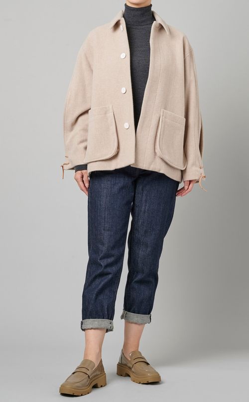 ウール比翼ショートコート