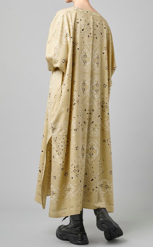 ウールVネックプリントワンピース