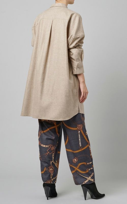 ウール混ラウンドカラーシャツ