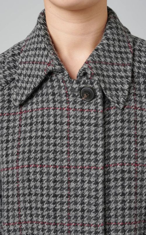 ウールチェックロングコート