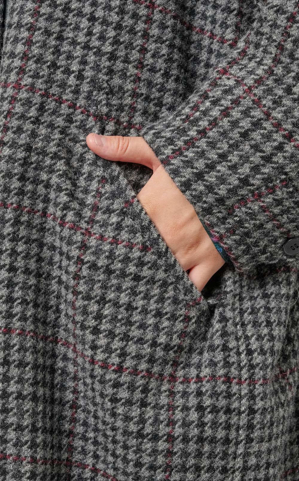 ウールチェックロングコート