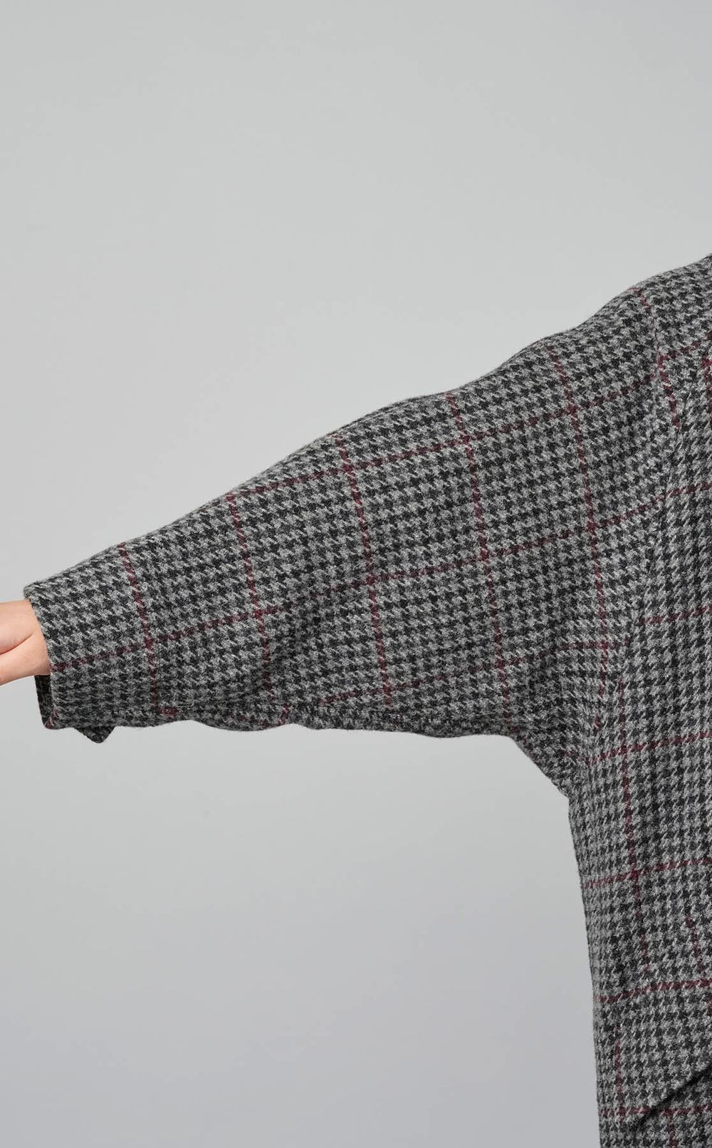 ウールチェックロングコート