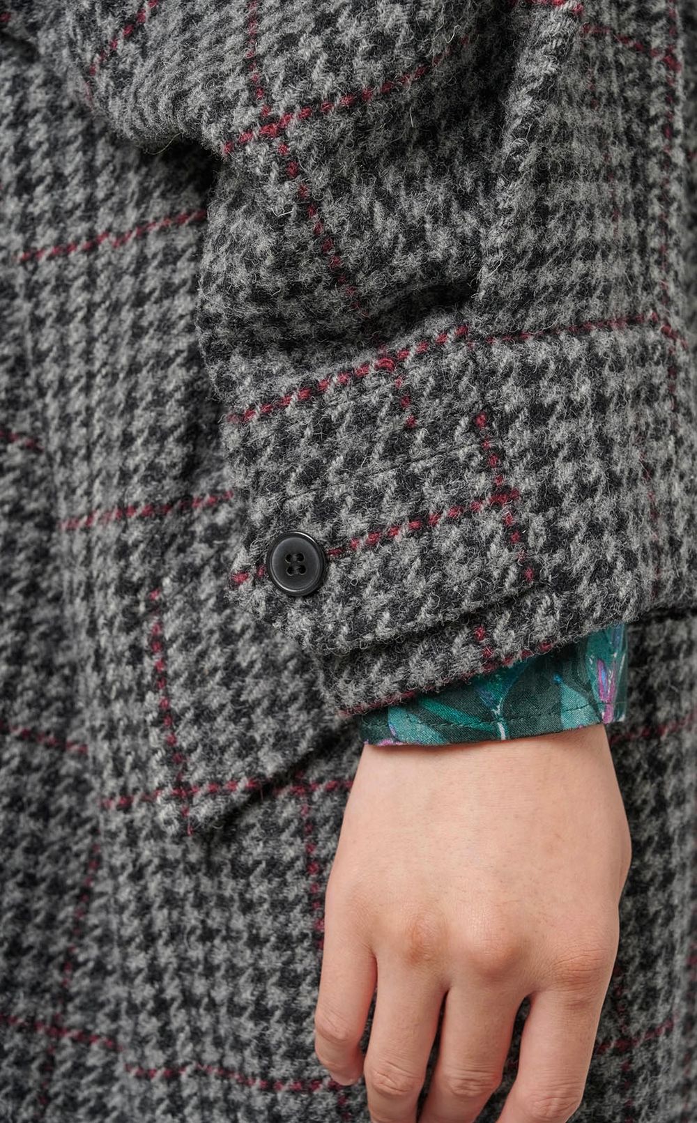 ウールチェックロングコート