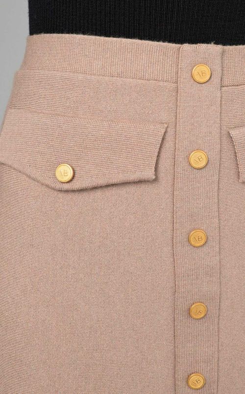 フロントボタンウールニットスカート