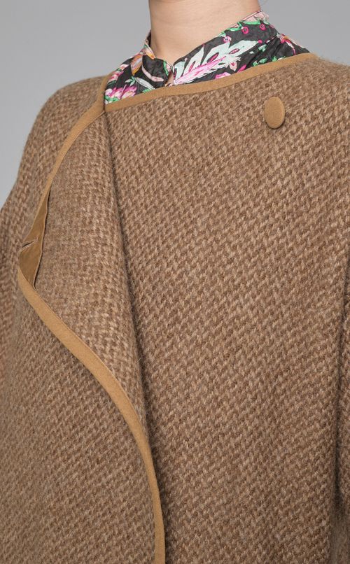 ウールノーカラーブランケットコート