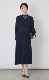 2wayネックパール付ドレス