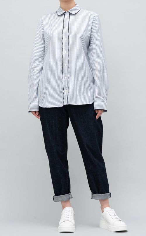 ストライプトリミングシャツ