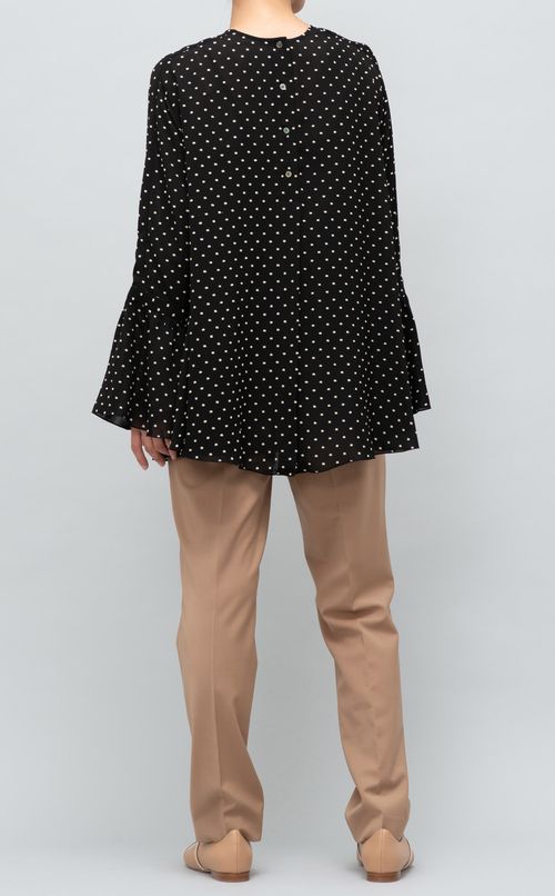 ジャガードドットベルスリーブブラウス