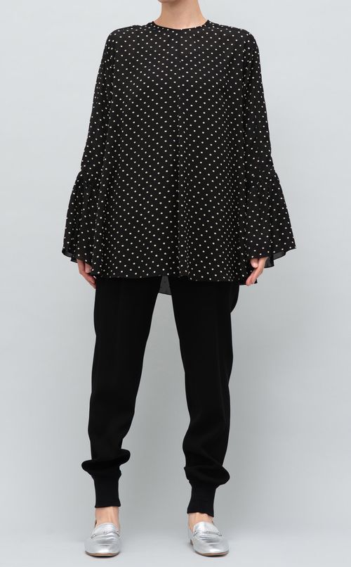 ジャガードドットベルスリーブブラウス