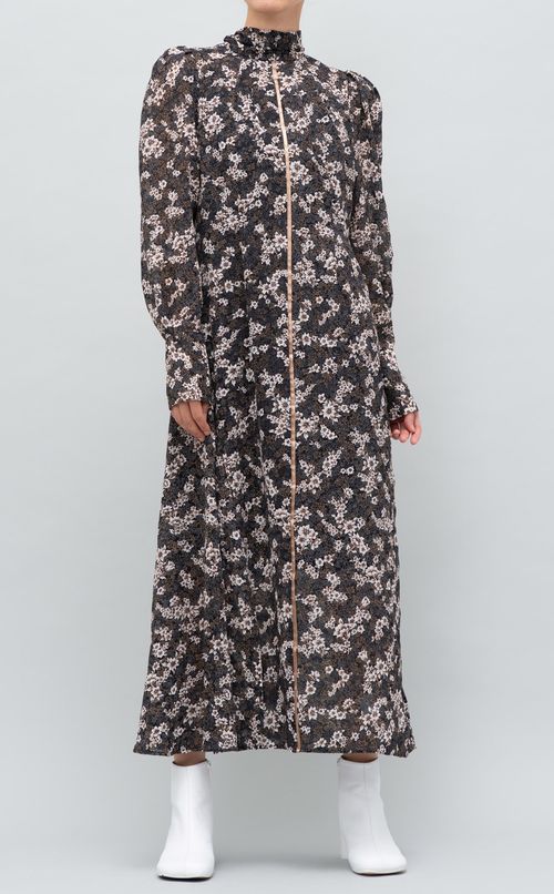 フラワープリントボウタイワンピース