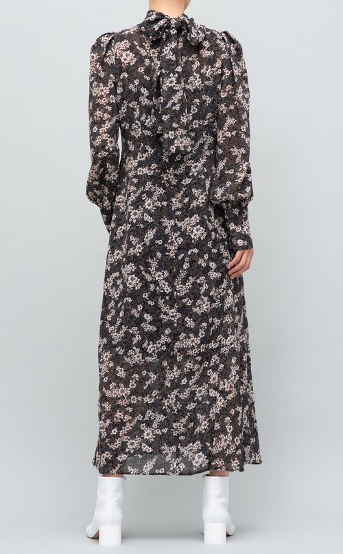 フラワープリントボウタイワンピース