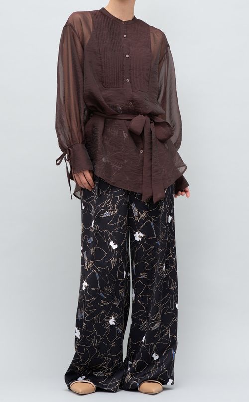 オーガンジースタンドカラーシャツ