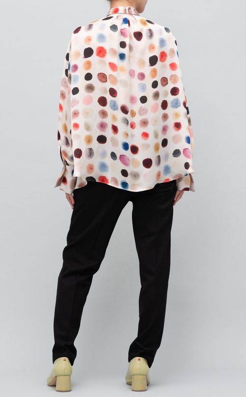 マルチカラードットボウタイ付ブラウス