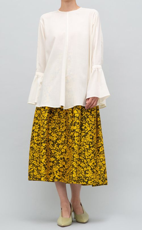 ウール混ベルスリーブブラウス