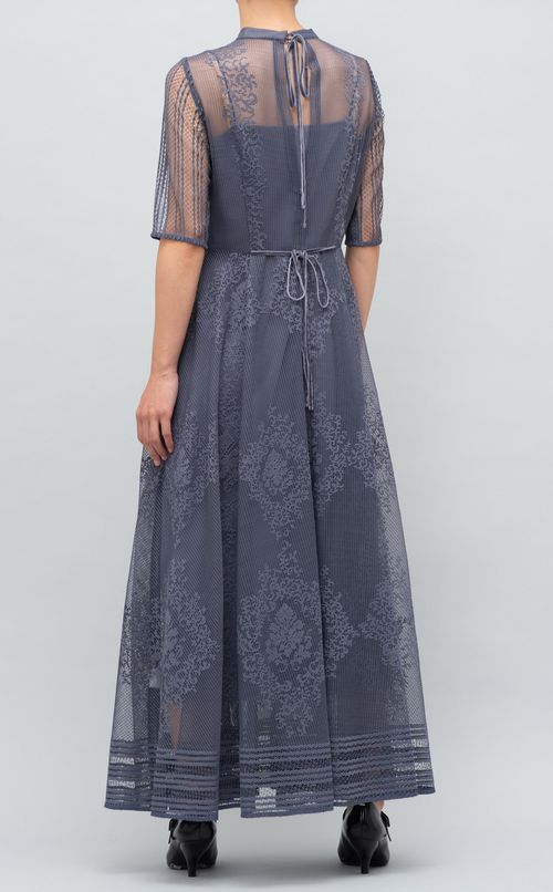 パネルレースロングワンピース