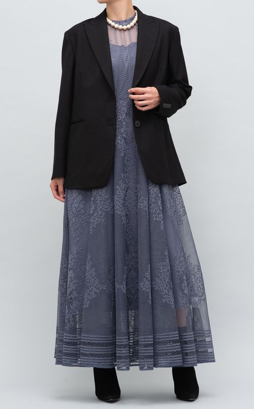 パネルレースロングワンピース