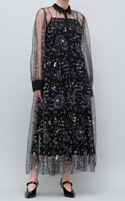 エンブロイダリーロングシャツワンピース